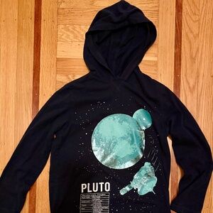 Lands’ End Kids Graphic LS Hooded Planet Pluto shirt